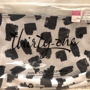 NWT Thirty One Large Zipper Pouch - Ink Blot pattern